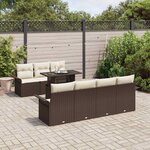 vidaXL Ensemble de canapé de jardin 8 Pièces Marron Poly rotin
