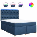 vidaXL Sommier à lattes de lit avec matelas Bleu 140x190 cm Tissu