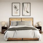 vidaXL Armoires de chevet et lumières LED 2 Pièces chêne marron