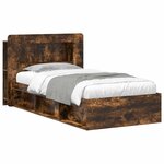 vidaXL Cadre de lit avec rangement Chêne fumé 90 x 190 cm