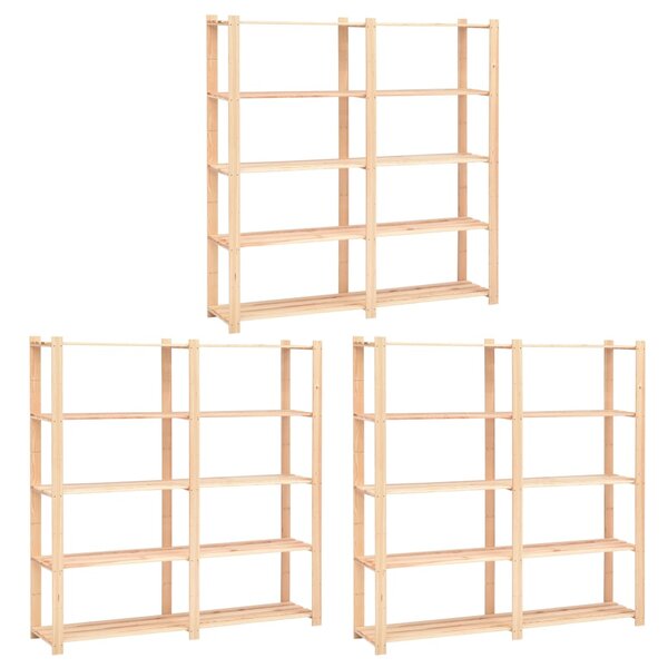 vidaXL Étagères de rangement à 5 niveaux 3Pièces 170x38x170 cm Pin 500 kg