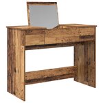 vidaXL Table de Maquillage avec Miroir Bois Vieilli 100x45x76 cm