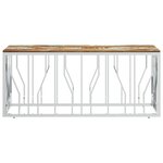 vidaXL Table basse argenté acier inoxydable/bois massif récupération