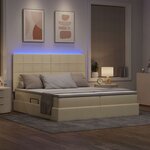 vidaXL Lit de rangement LED avec matelas Crème 180 x 200 cm Tissu