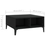 vidaXL Table basse Noir 60x60x30 cm Aggloméré