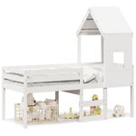 vidaXL Lit haut sans matelas blanc 90x200 cm bois de pin massif