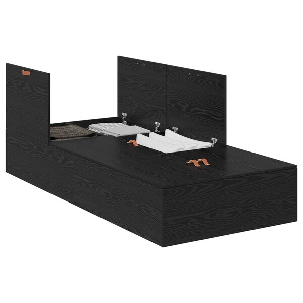 Cadre de lit de rangement vidaXL Chêne noir 90x190 cm
