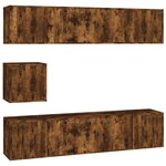 vidaXL Ensemble de meubles TV 7 Pièces Chêne fumé Bois d'ingénierie