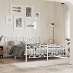 vidaXL Cadre de lit métal sans matelas et pied de lit blanc 180x200 cm