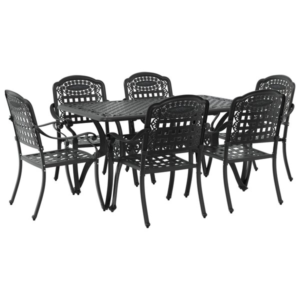 vidaXL Ensemble de salle à manger de jardin 7 pièces en aluminium coulé noir