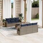 vidaXL Salon de jardin 7 Pièces avec coussins gris résine tressée
