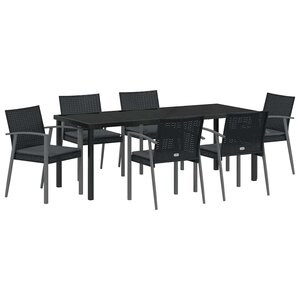 vidaXL Ensemble de salle à manger pour jardin 7 pc Noir et gris