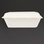 Lot de 250 barquettes à charnière en bagasse compostable - fiesta green -  - bagasse 182x135x66mm