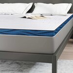 vidaXL Coussins de Matelas Blanc et bleu 160 x 200 cm
