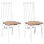 vidaXL Chaises à manger coussins 2 Pièces blanc bois massif caoutchouc
