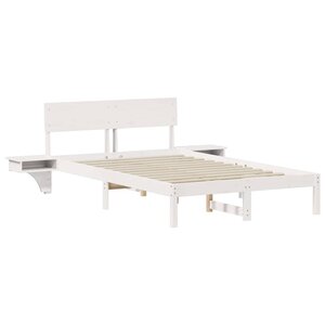 vidaXL Cadre de lit avec tables de chevet Blanc Bois massif en pin