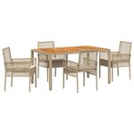 vidaXL Ensemble de salle à manger pour jardin 5 Pièces Beige Poly rotin