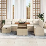 vidaXL Ensemble de canapé de jardin 9 Pièces Beige Poly rotin