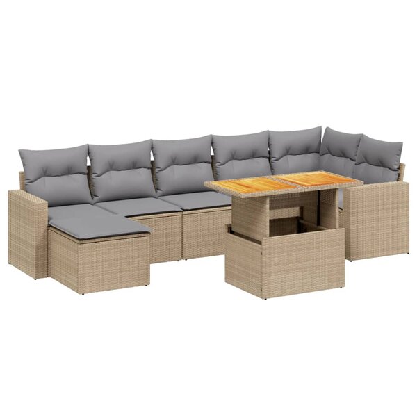 vidaXL Salon de jardin avec coussins 8 Pièces beige résine tressée