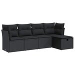vidaXL Salon de jardin 5 Pièces avec coussins noir résine tressée