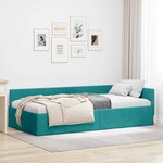 vidaXL Cadre de lit d'angle Autre Turquoise 90 x 190 cm