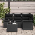 vidaXL Ensemble de canapé de jardin avec coussin 5 Pièces Noir polyrotin