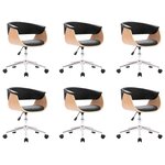 vidaXL Chaises pivotantes à manger lot de 6 noir similicuir