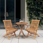 vidaXL Ensemble à manger de jardin 3 Pièces Bois de teck massif