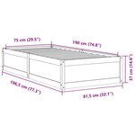 vidaXL Cadre de lit sans matelas 75x190 cm bois de pin massif