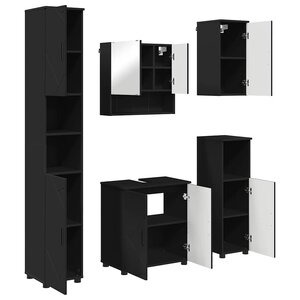 vidaXL Ensemble de mobilier de salle de bain Montage mural 5 Pièces Noir