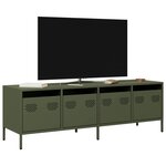 vidaXL Meuble TV vert olive 135x39x43 5 cm acier laminé à froid