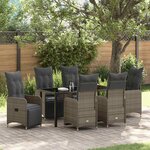 vidaXL Ensemble de salle à manger pour jardin 7 Pièces Gris Poly rotin
