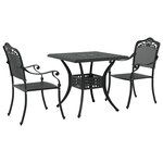 Set de Bistro de Jardin 3 Pièces en Fonte Aluminium Noir