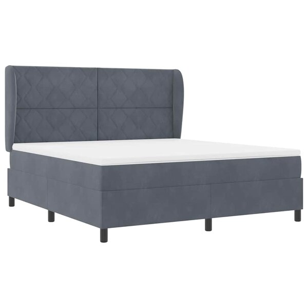 vidaXL Lit à ressorts avec matelas Gris foncé 180 x 200 cm Velours