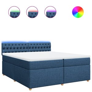 vidaXL Sommier à lattes de lit avec matelas Bleu 200x200 cm Tissu