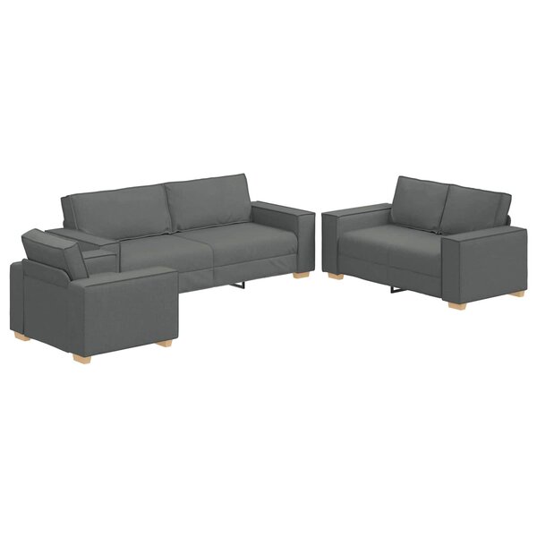 vidaXL Canapé 3 Pièces Gris foncé 220 x 80 x 84 cm Tissu en lin mélangé