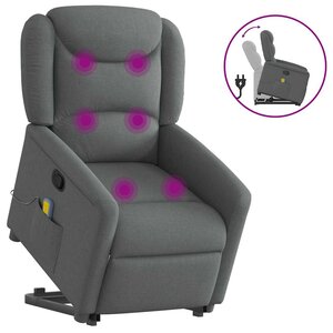 vidaXL Fauteuil de massage inclinable Gris foncé Tissu