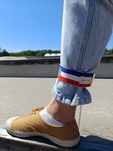 SERRE-PANTALON VÉLO RÉFLÉCHISSANT Bleu-Blanc-Rouge