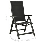 vidaXL Chaises pliables de jardin 2 Pièces Textilène et aluminium Noir