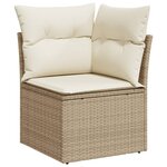vidaXL Canapé d'angle de jardin avec coussins beige résine tressée