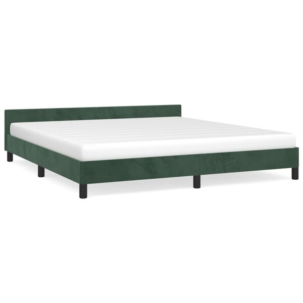vidaXL Cadre de lit avec tête de lit Vert foncé 160x200 cm Velours