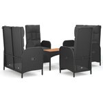 vidaXL Ensemble à manger de jardin coussins 5Pièces Noir Résine tressée