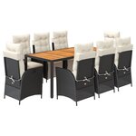 vidaXL Ensemble à manger de jardin 9Pièces coussins noir résine tressée