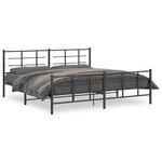 vidaXL Cadre de lit métal avec tête de lit/pied de lit noir 193x203 cm