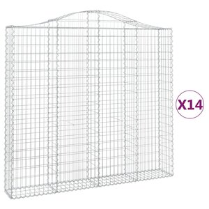 vidaXL Paniers à gabions arqués 14 Pièces 200x30x180/200 cm Fer galvanisé