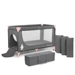 Kinderkraft lit d'enfant de voyage joy rose et gris