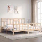 vidaXL Cadre de lit avec tête de lit 200x200 cm bois massif