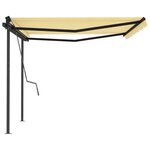 vidaXL Auvent manuel rétractable avec poteaux 4 5x3 m Jaune et blanc