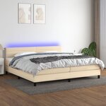 vidaXL Sommier à lattes de lit et matelas et LED Crème 200x200cm Tissu