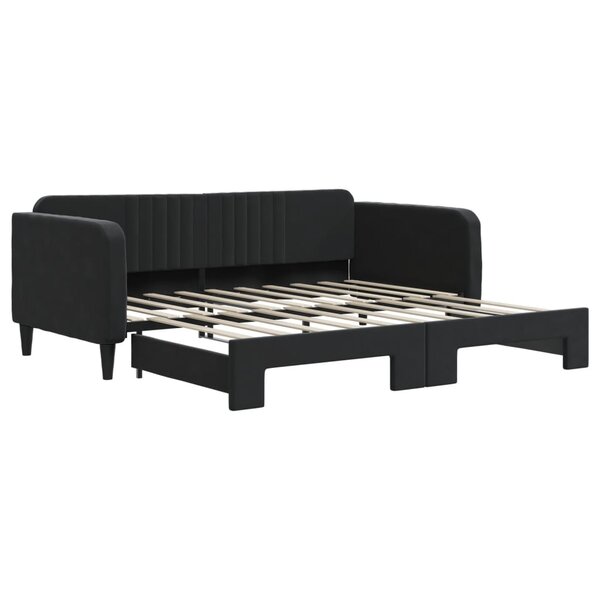vidaXL Lit de jour avec lit gigogne noir 90x190 cm velours